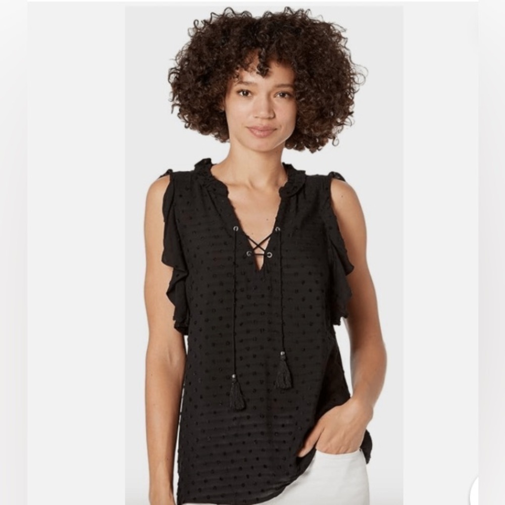 PAIGE Top Paige Peasant Top Romantic Black Sleeveless Blouse Size XL NEW